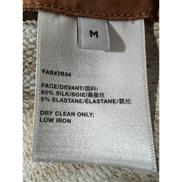 LAFAYETTE 148 WOMENS MEDIUM SILK FLOATING LEAVES RIVERSIDE STRETCH PANTS CAMEL - Picture 6 of 14